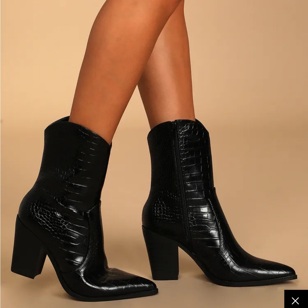 Black Croc western boots